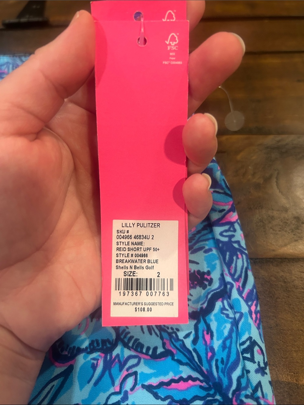 NWT Lilly Pulitzer Luxletic Turquoise, Pink & Purple Floral Bermuda Reid Shorts - Picture 7 of 8
